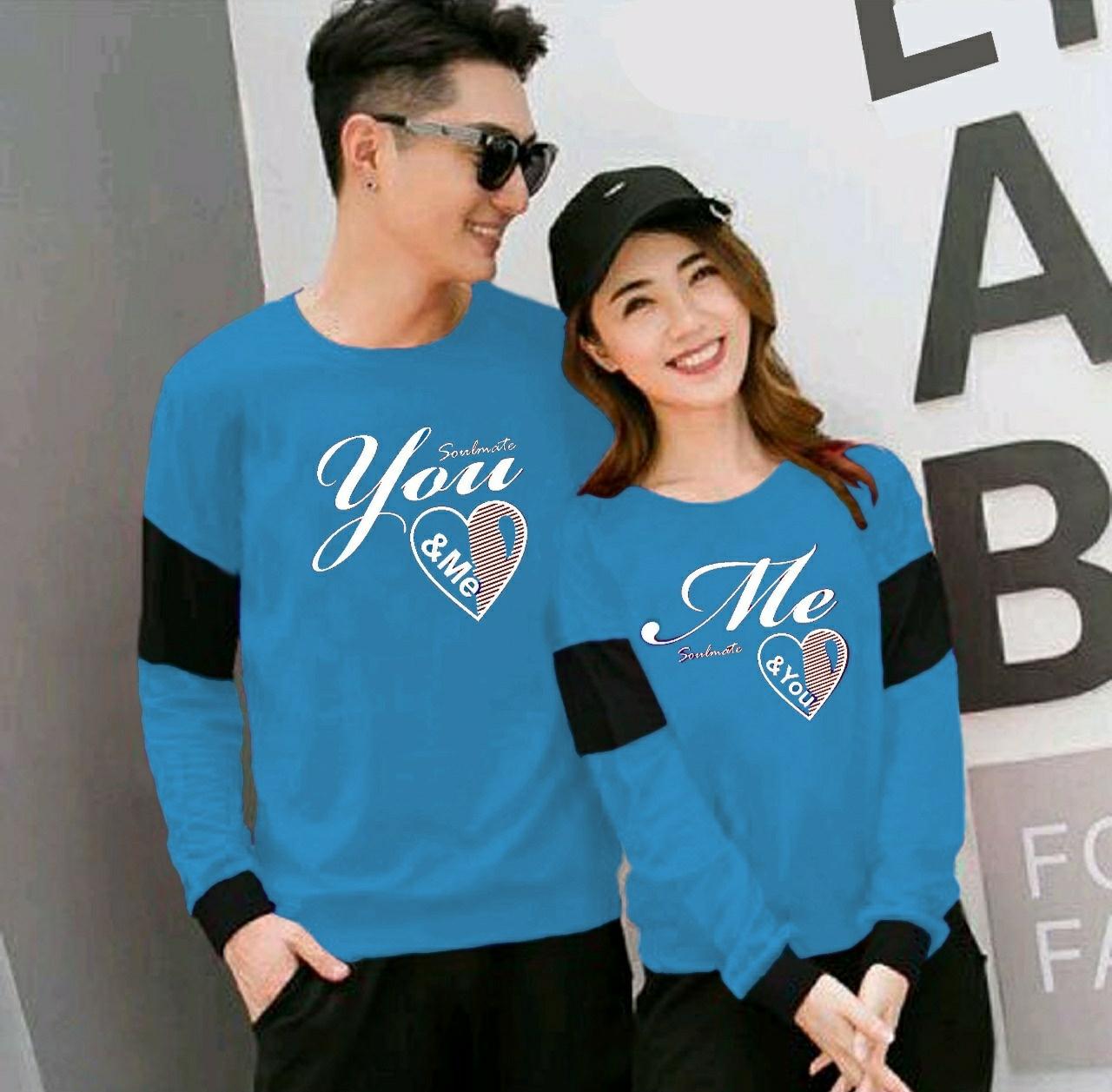 Grosir Hasanah Couple Kaos Panjang Soulmate - Cp kaos Kembar - Kaos Kembaran