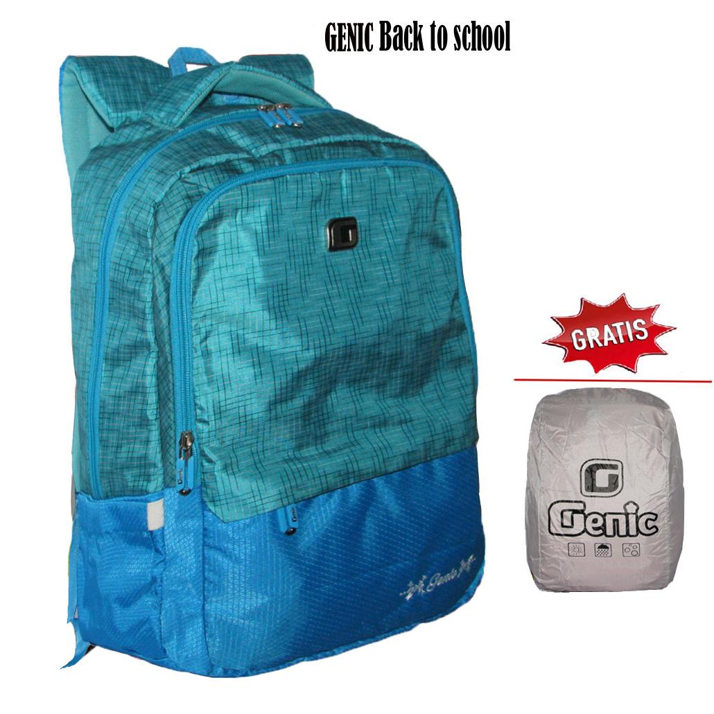 Tas Ransel Sekolah /Tas Anak Genic Unisex Urban Style Back To School dengan Raincover - Merah