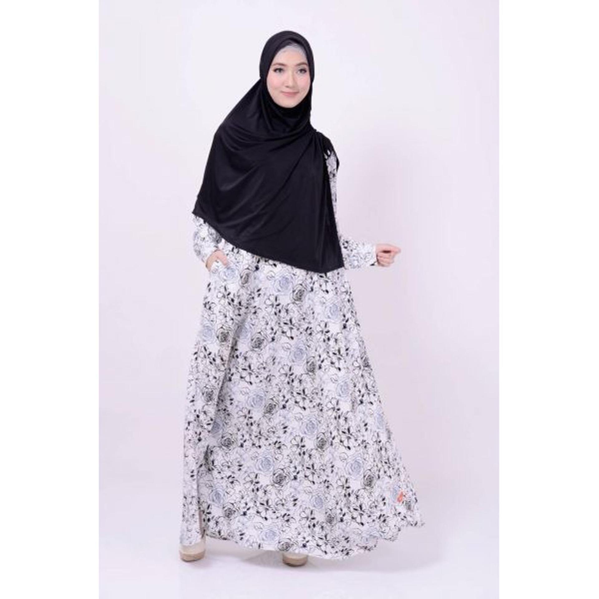 Gamis Syari Nibras NS 19 Putih Merah