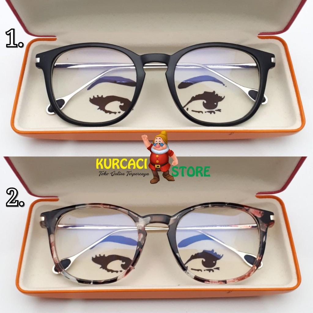 Frame Kacamata Wanita Betsy Retro Transparan Clear Murah Bisa Pasang Lensa/ Bisa Untuk Fashion Minus Variasi hitam flower