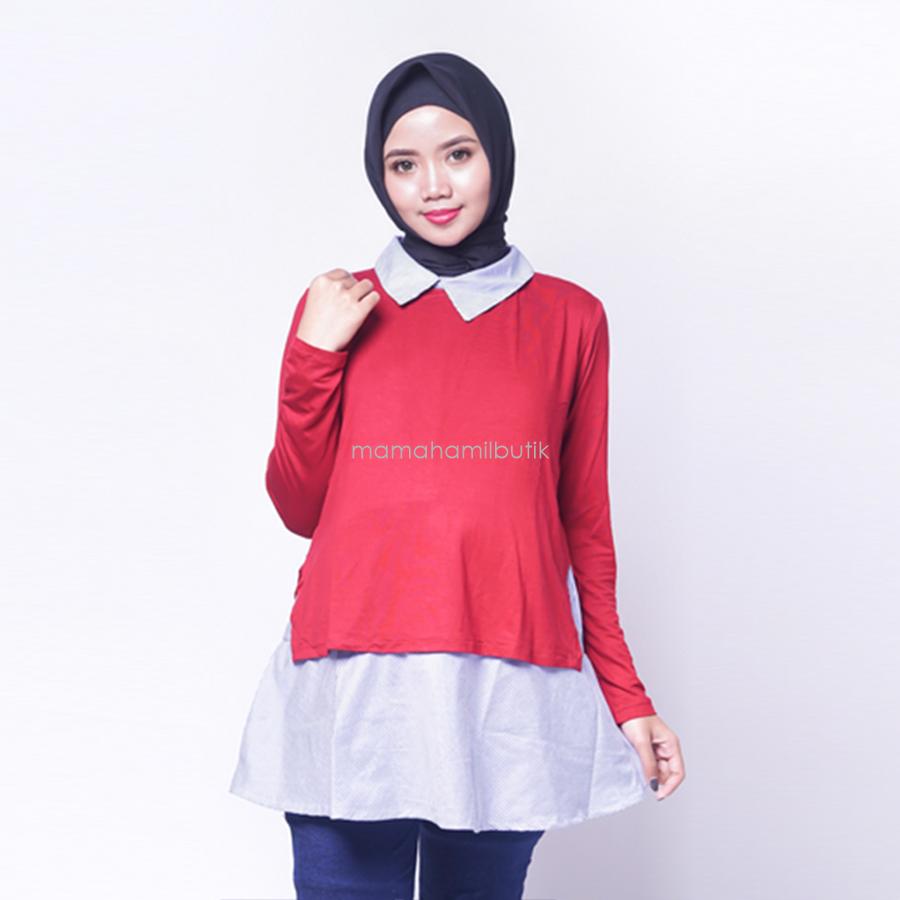 Ning Ayu Baju Hamil Menyusui Kerja Katun Salur Korea Style - SJ 363 / Baju Menyusui Lengan Panjang / Baju Atasan Menyusui / Baju Menyusui Muslimah / Baju Muslim Wanita untuk Ibu Menyusui/ Baju Hamil Untuk Kerja / Baju Hamil Untuk Kerja Modis