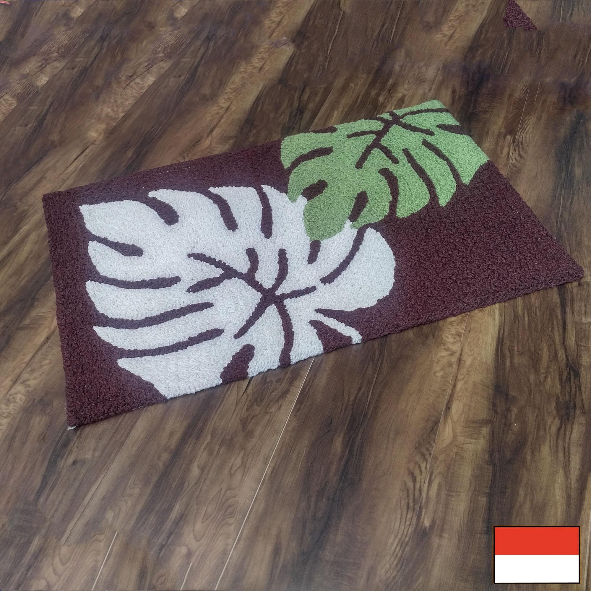 Tren-D-rugs - Keset Kaki Anyaman Bulu Acrylic 50 cm x 80 cm / Keset Dapur- Leaf - NMs