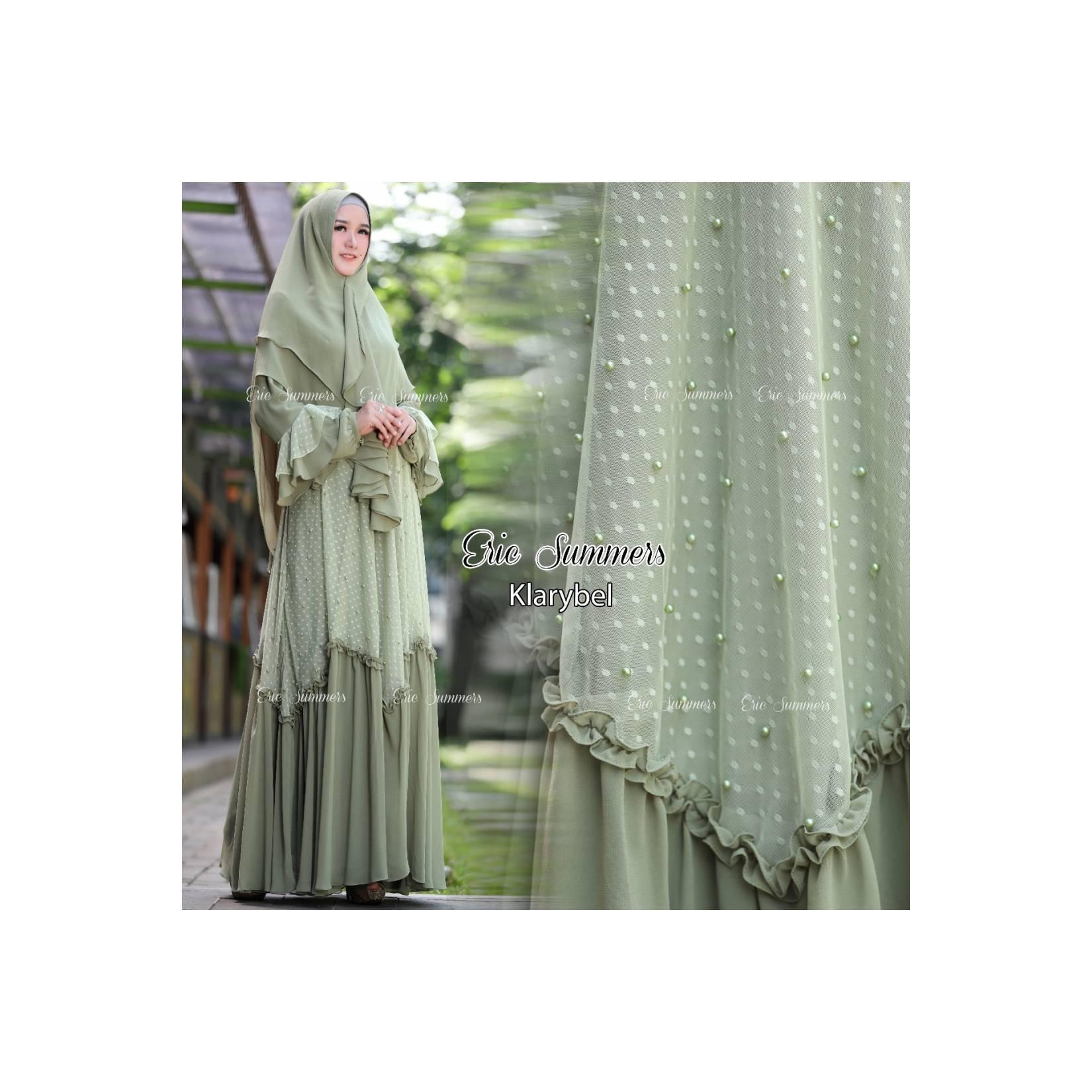 Gamis Pesta Ceruty mix Tulle tabur mutiara 2 tones