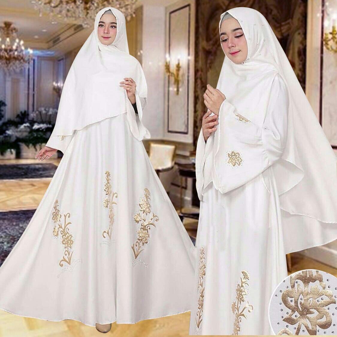 Gamis Muslim Julia Syari Mutiara Balotelli HQ - Putih