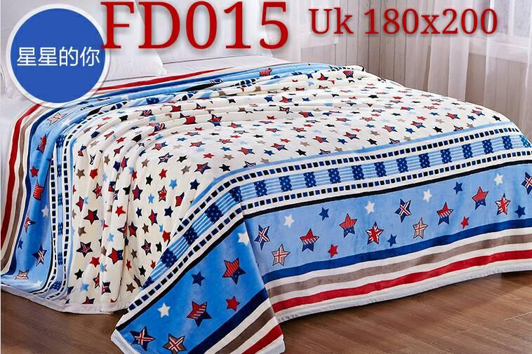 Selimut Bulu Tebal Ukuran 180 x 200 cm Motif Bintang Putih Biru - FD015