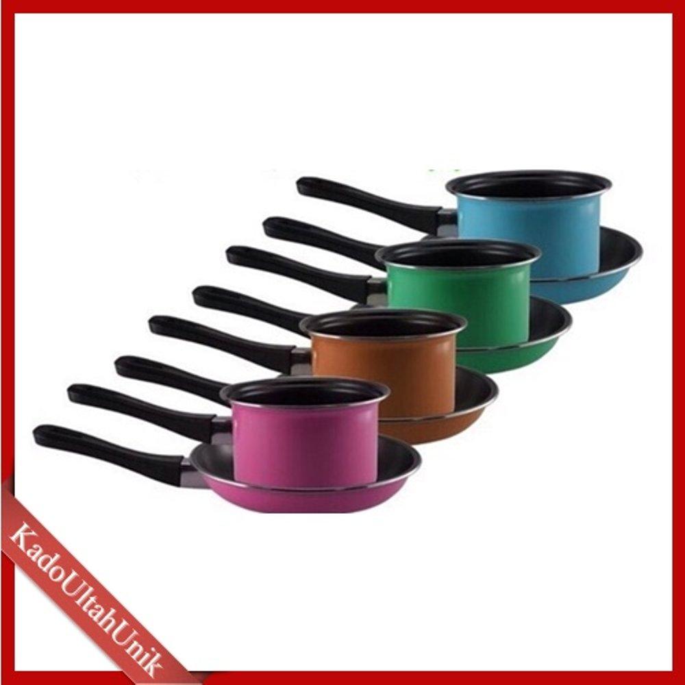 Maspion Wajan Panci Milkpan Set 14cm Frypan 20cm Pastela