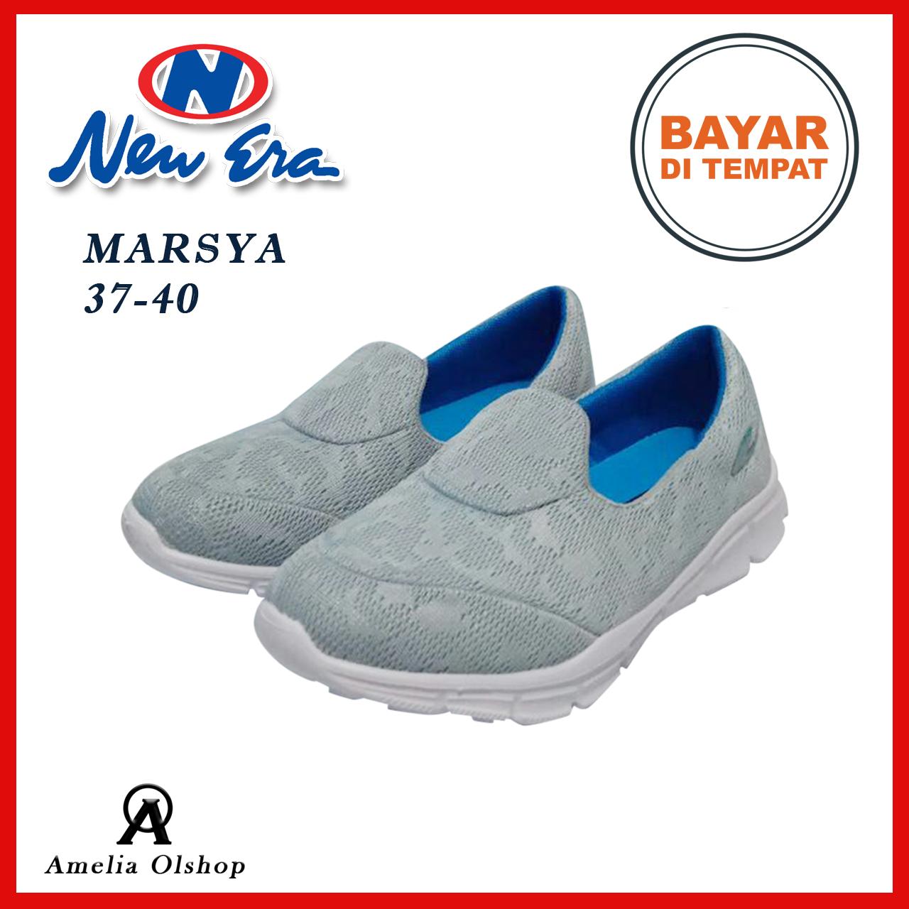 Amelia Olshop - New Era Sepatu Original / Sepatu Wanita / Sepatu Santai / Sepatu Slip on / Sepatu Ringan / Sepatu Murah / Sepatu Cewek / Sepatu New Era Marsya Warna Abu-Abu Biru