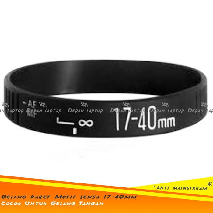 Best Seller!! Gelang Tangan Model Lensa 17-40Mm Warna Hitam Tulisan Putih Unik Kece - ready stock