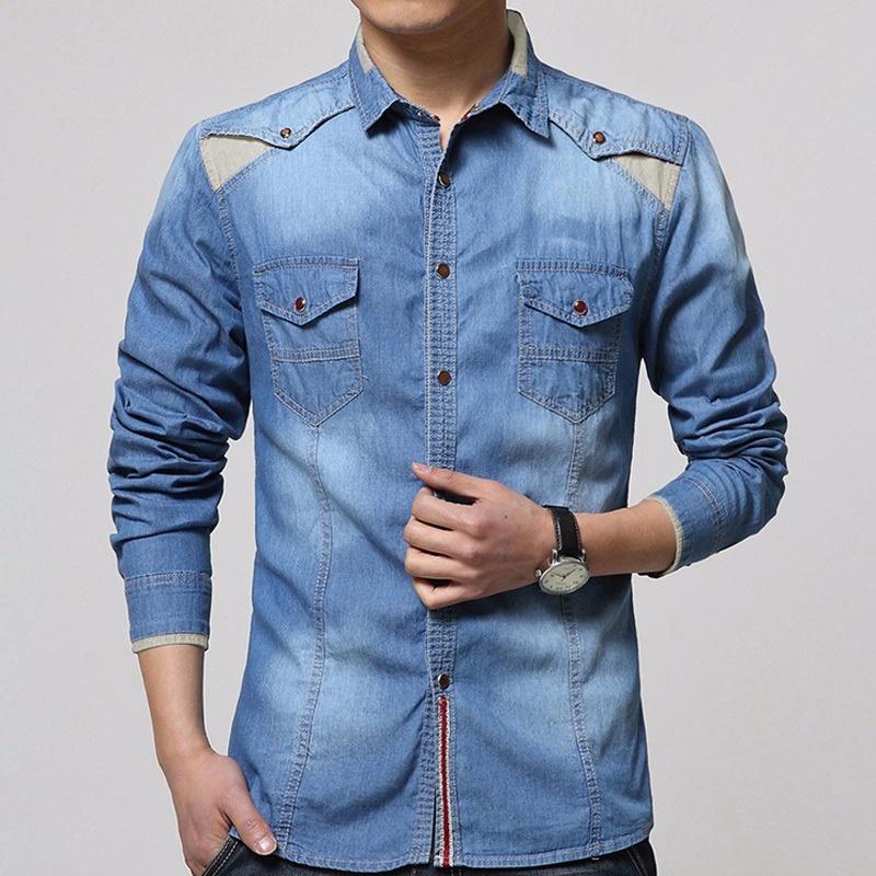 KemejaKita Kemeja Jeans Pria AXTON Lengan Panjang Fashion Pria