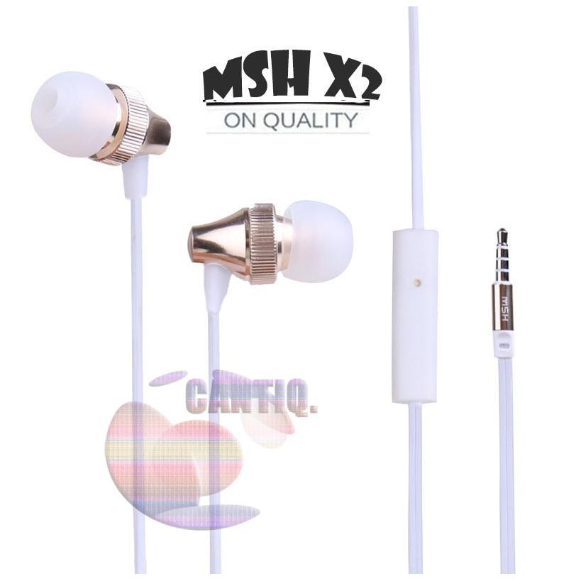 MSH Headset Stereo Bass MSH X2 HI-FI Headset Samsung Headset Oppo Headset Vivo Headset Xiaomi Handsfree Universal untuk semua jenis merk Handphone dan Komputer - Gold / Emas