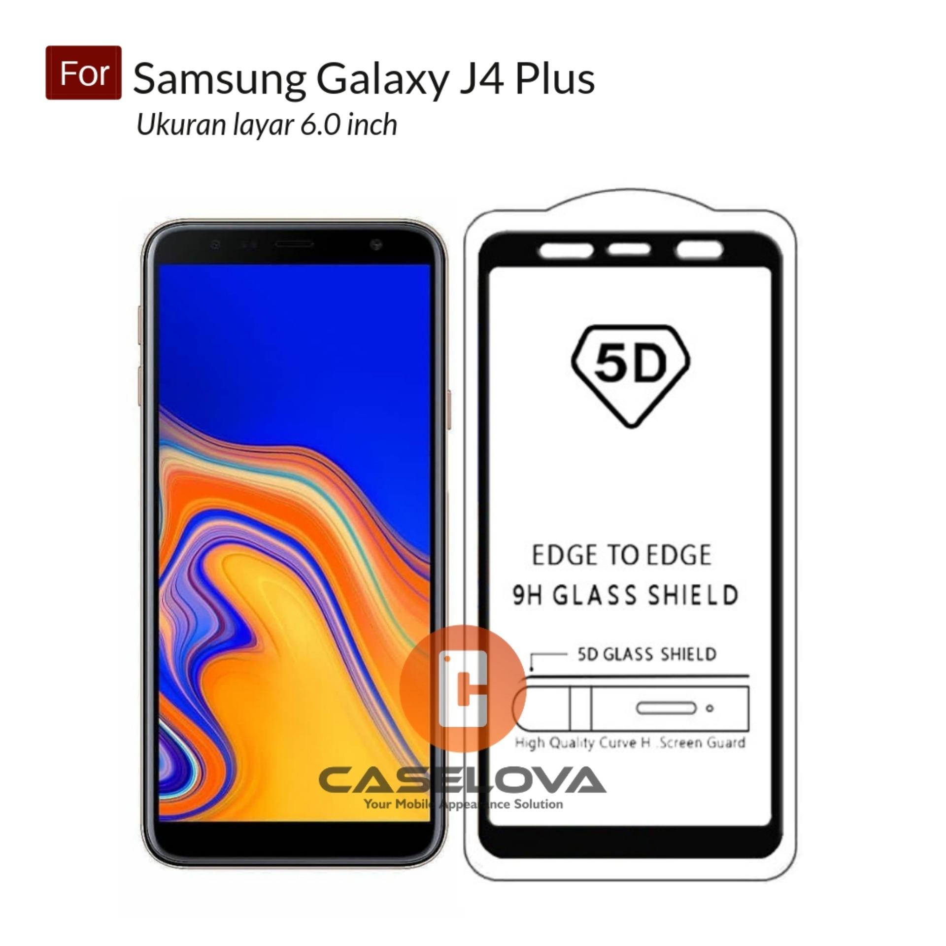 Caselova Premium Full Cover Tempered Glass 5D Round Curved Edge For Samsung Galaxy J4 Plus ( 6.0 inch ) - Black