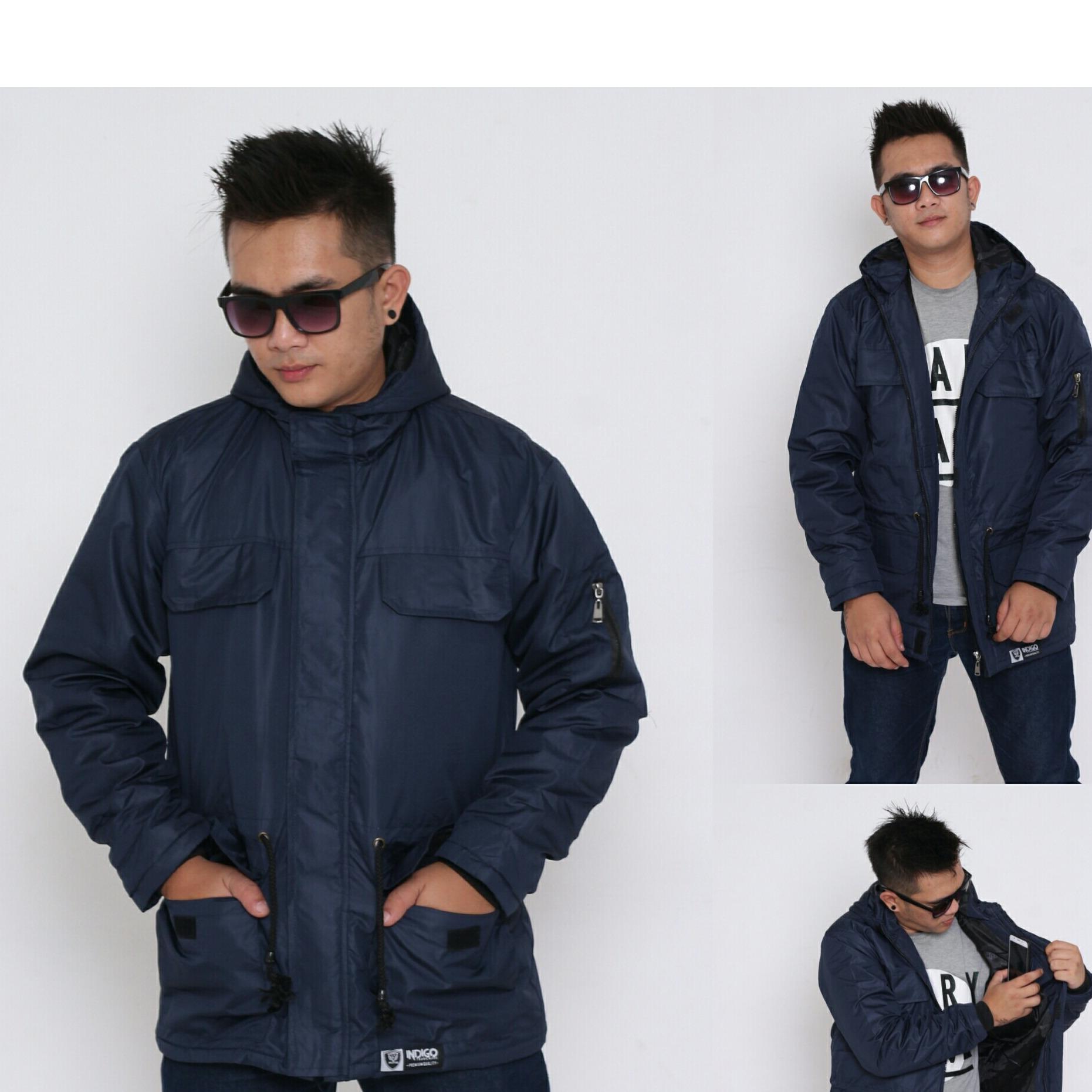 3R/jaket parka tebal parasit taslan hoody/pria/nevi