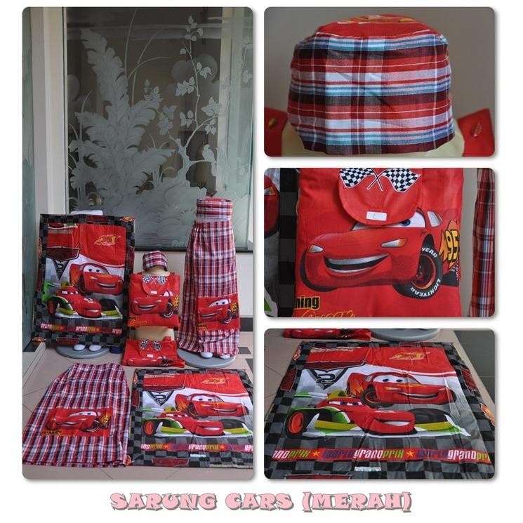 Sarung anak Instant motif kartun Merah (Size M) / sarung anak terbaru / sarung termurah / sarung anak berkualitas