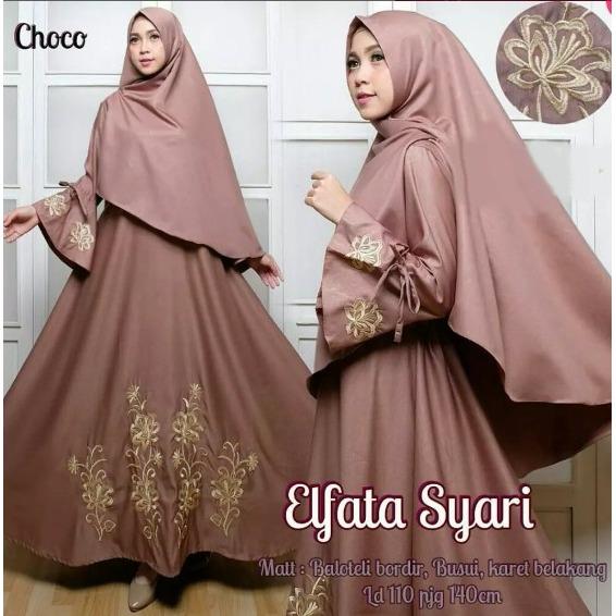 PROMO BESAR GAMIS SYARI MOTIF KSS EYATA SET BERG0