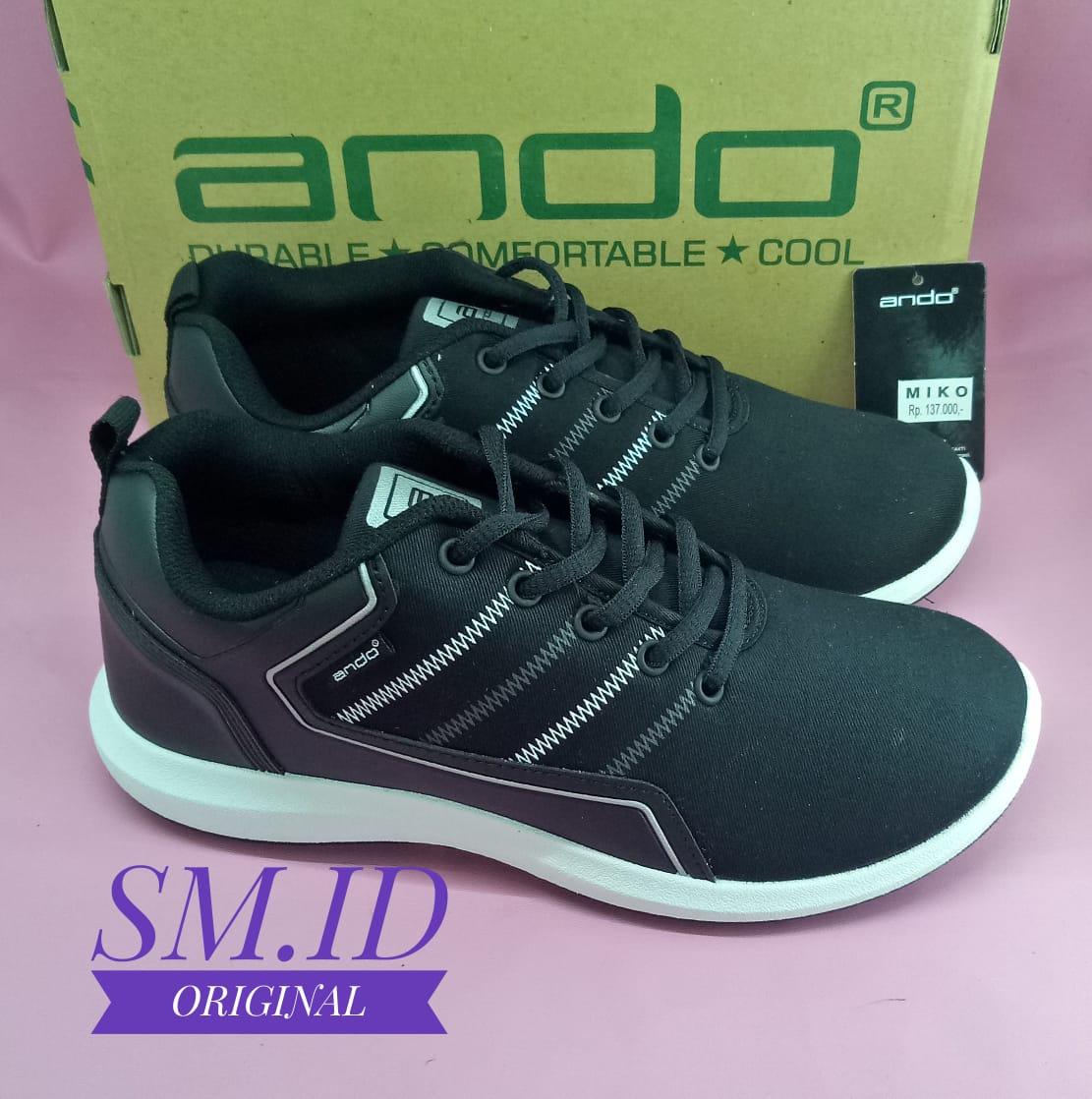 SEPATU SPORT PRIA ANDO MIKO BLACK WHITE 39-42
