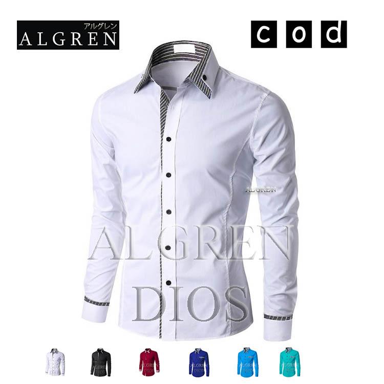 Algren Baju Hem Kemeja Pria Dios lengan panjang - Putih / Hitam / Abu / Maroon / Navy / Benhur / Biru Danau / Hijau Tosca / Slim fit / Casual / Polos / Kerja / Kantor / Katun / Kem Tangan Panjang Cowo / Atasan Cowok / Pakaian Laki laki Dewasa Slimfit