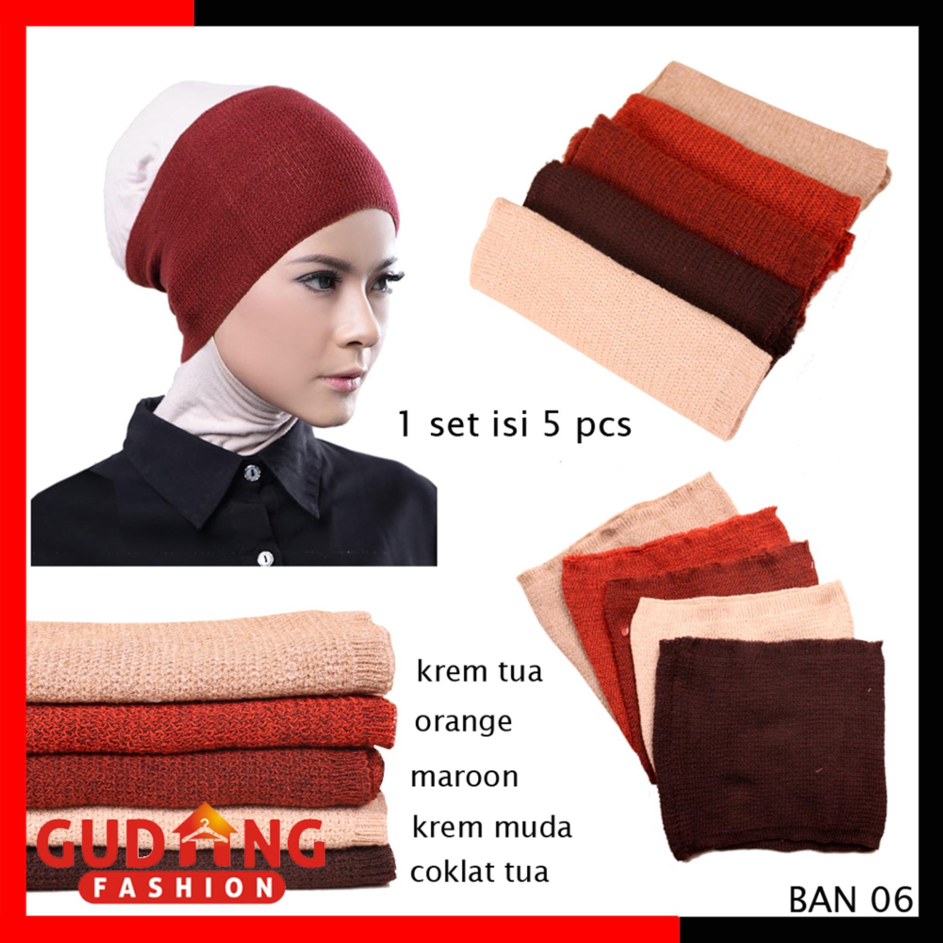 Aksesoris Muslim Wanita Terbaru Gudang Fashion Bandana Rajut Dalaman Jilbab 2 Warna Anti Pusing Isi 5 Pcs