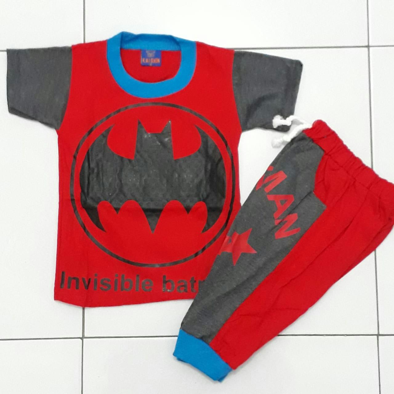 Baju Anak Setelan Atasan dan Celana Joger Motif Karakter BATMAN 