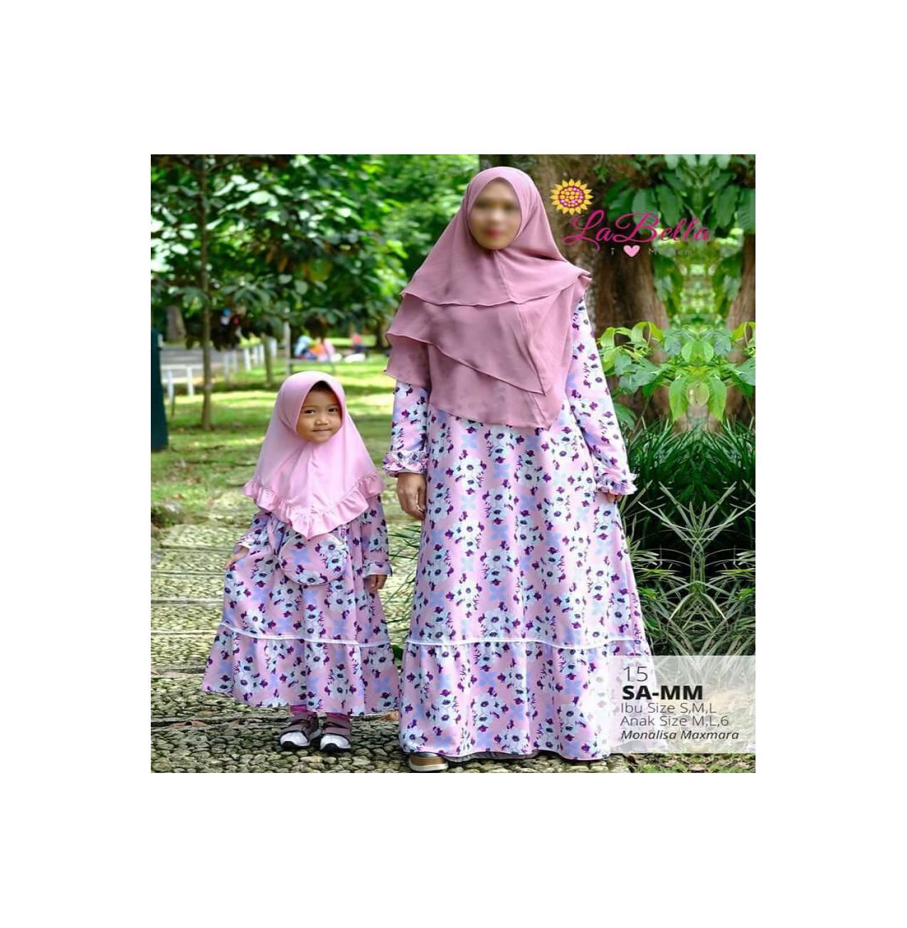 Gamis Sarimbit Ibu Anak 6-7th LaBella Monalisa Pink
