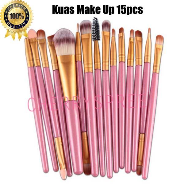 Montana Kuas Make Up 15pcs Untuk Kosmetik Blush On Eyeshadow Dandan Wajah Lengkap Cosmetic Brush Professional Bulu Halus Lembut di Wajah - Putih Emas