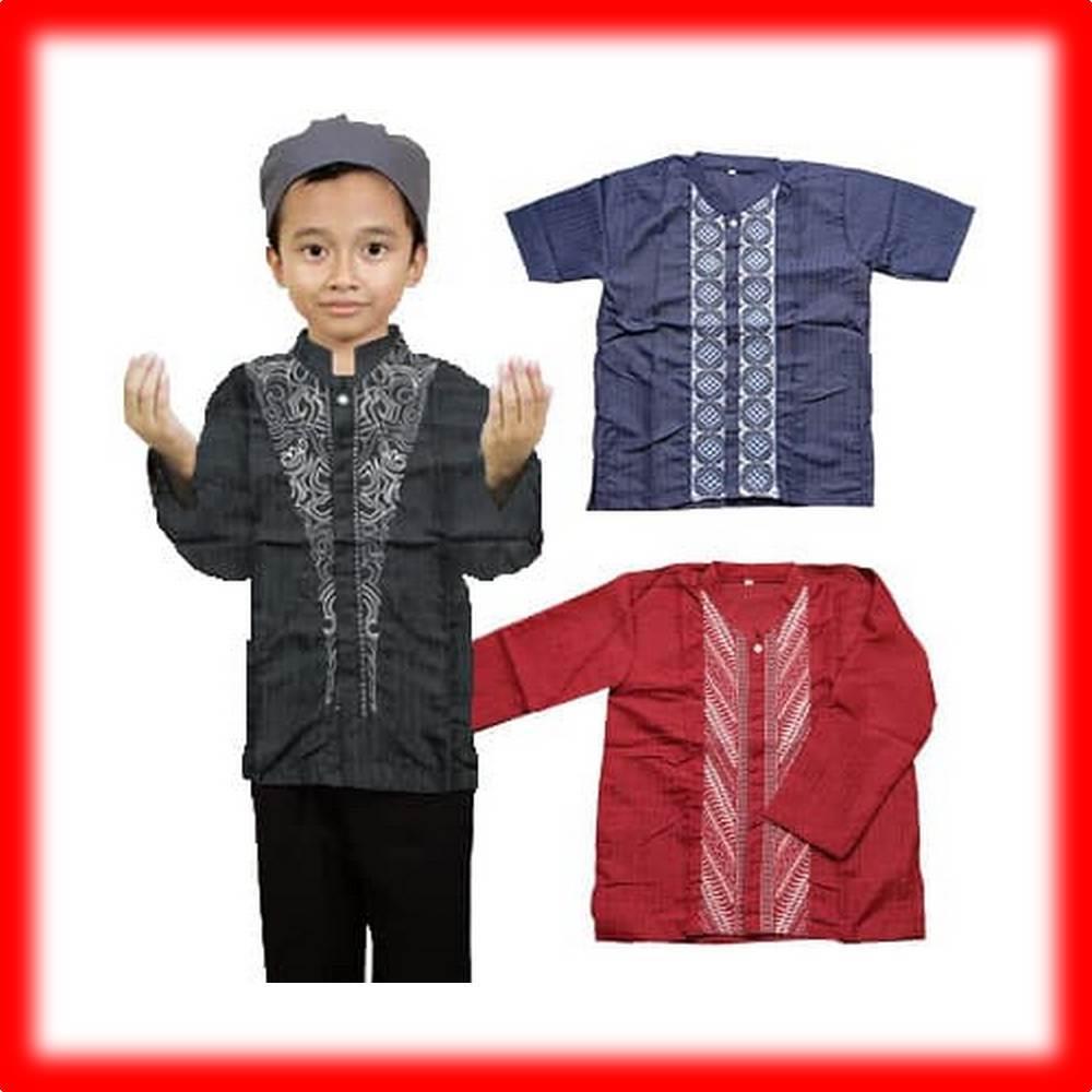 BAJU KOKO ANAK GAMIS PRIA LAKI ATASAN BAJU MUSLIM REMAJA S-XL - KIDS PD BLACK, S