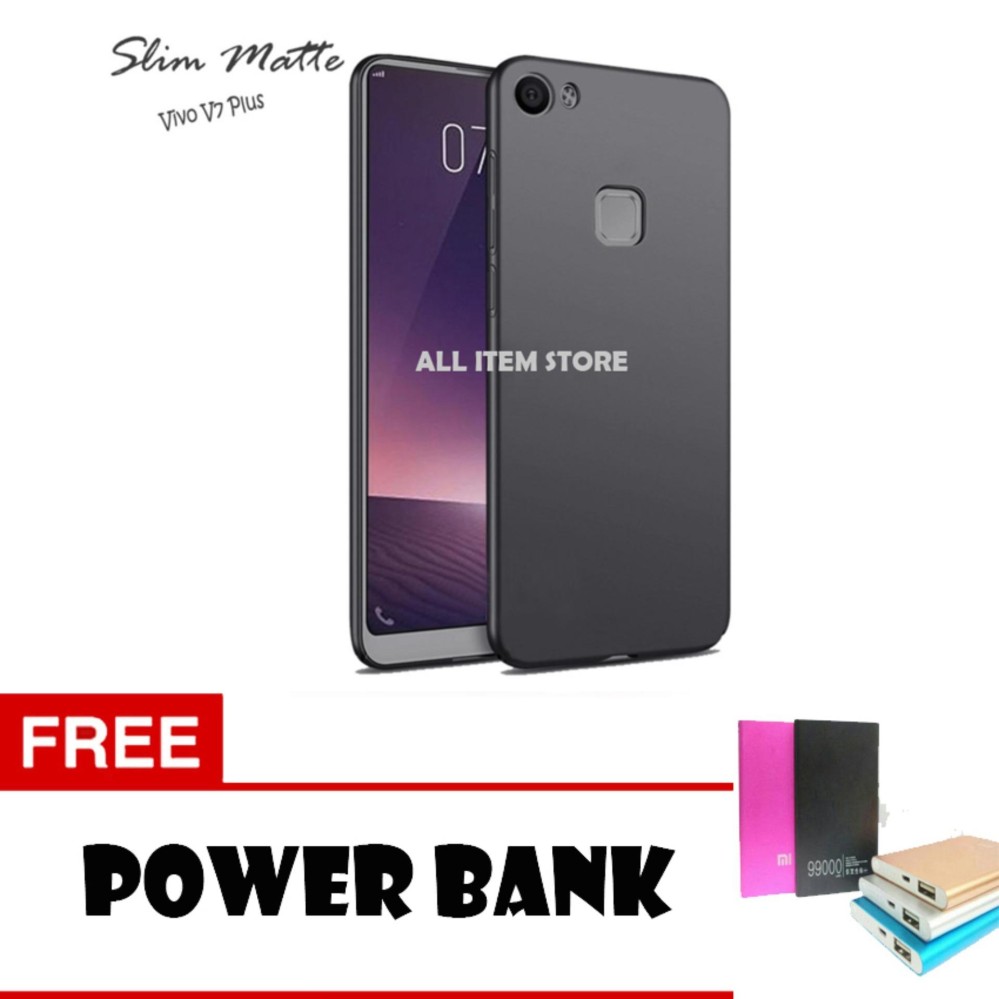 Softcase Black Matte Carbon Hp Vivo V7 Plus Silikon Babyskin + Free Powerbank