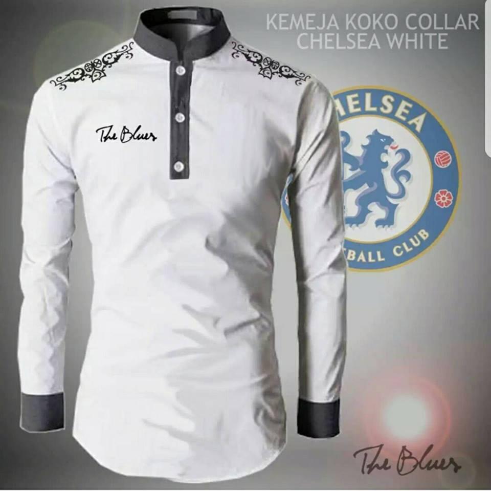 legiONshop-kemeja muslim pria koko terbaru muslim wear baju muslim koko pria THE BLUES (motif bordir tebal)