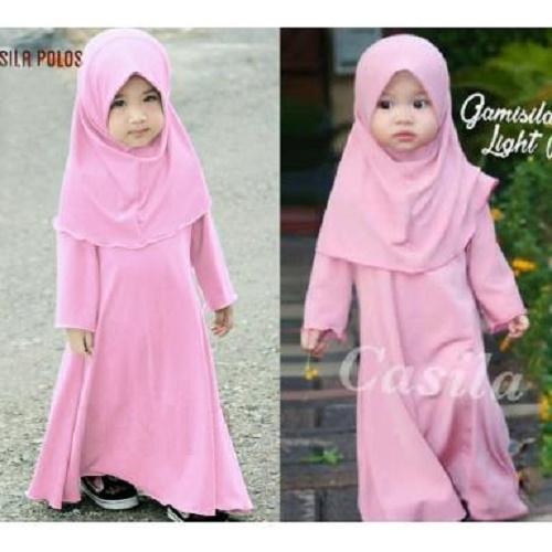 SUPPLIER GROSIR 15311 X36 BAJU MUSLIM ANAK MAXI GAMIS KIDS KID MAXI BUSANA MUSLIMAH LENGAN PANJANG WARNA PINK MURAH KEKINIAN BAHAN JERSEY SUTRA