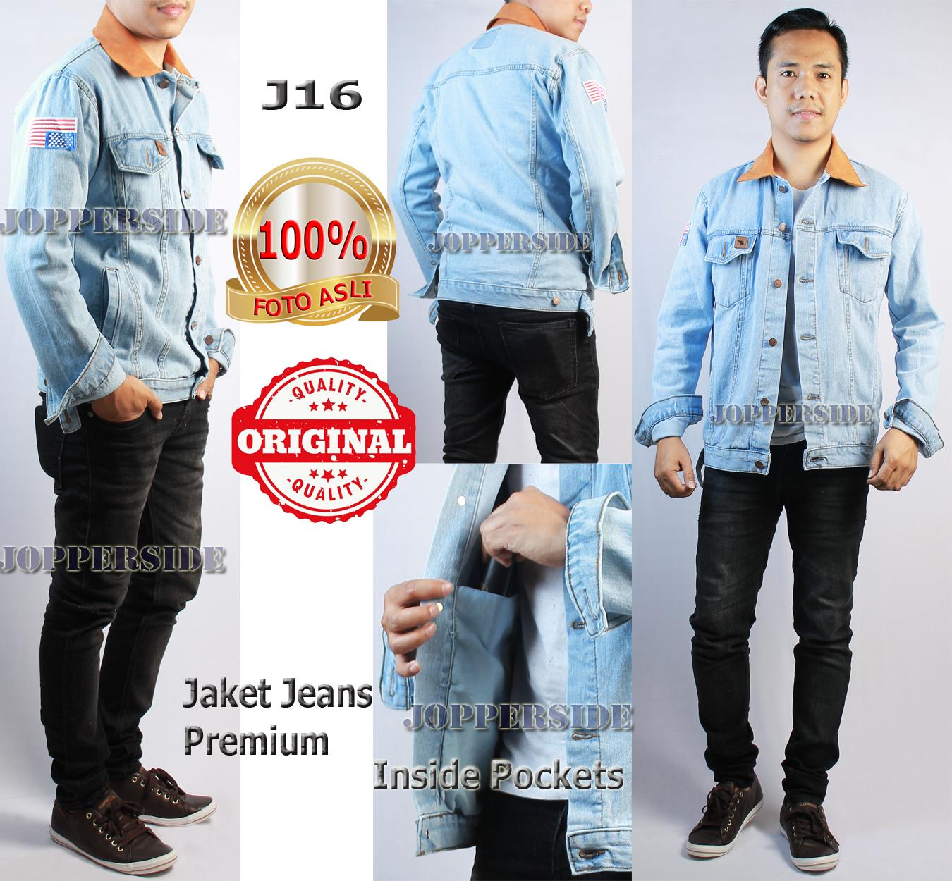 JOPPERSIDE JAKET JEANS DENIM ASLI ORIGINAL DISTRO DILAN PRIA PREMIUM SLIMFIT BIRU MUDA BIOBLITS J16