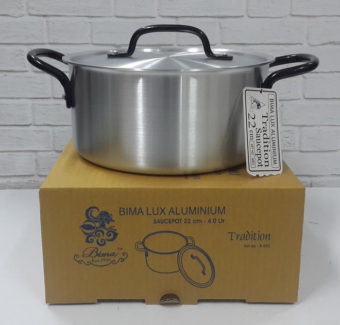 Original BIMA PANCI ALUMINIUM SAUCEPOT 22CM 4,0LITER MADE IN INDONESIA - A003