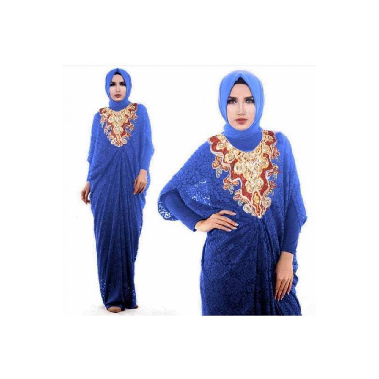 BAJU Kaftan dress Baju Muslim Gamis Kaftan Brokat IMELDA (NAVY, BLUE)
