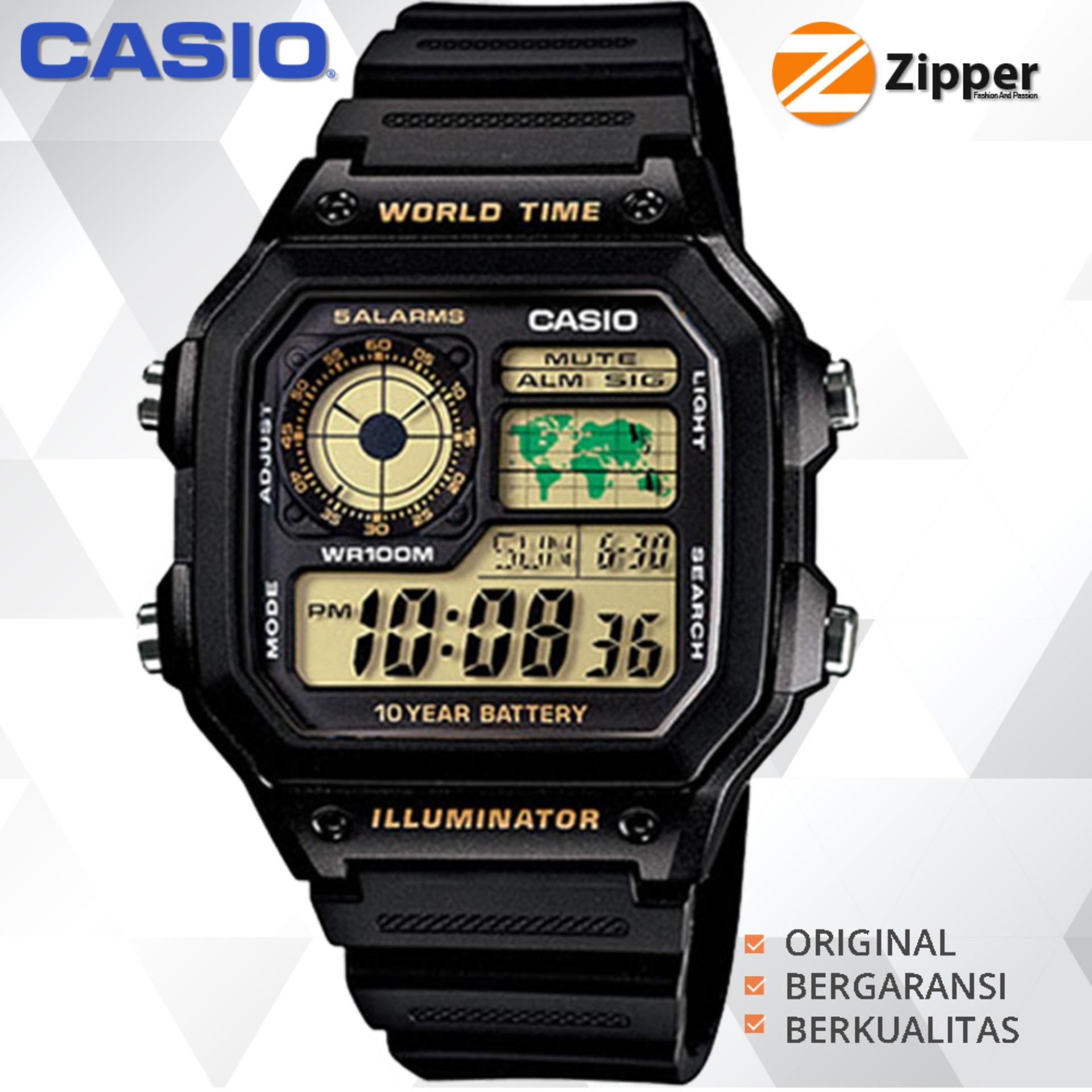 Casio Illuminator Jam Tangan Digital AE-1200WH-1BVDF Youth Series - Tali Resin