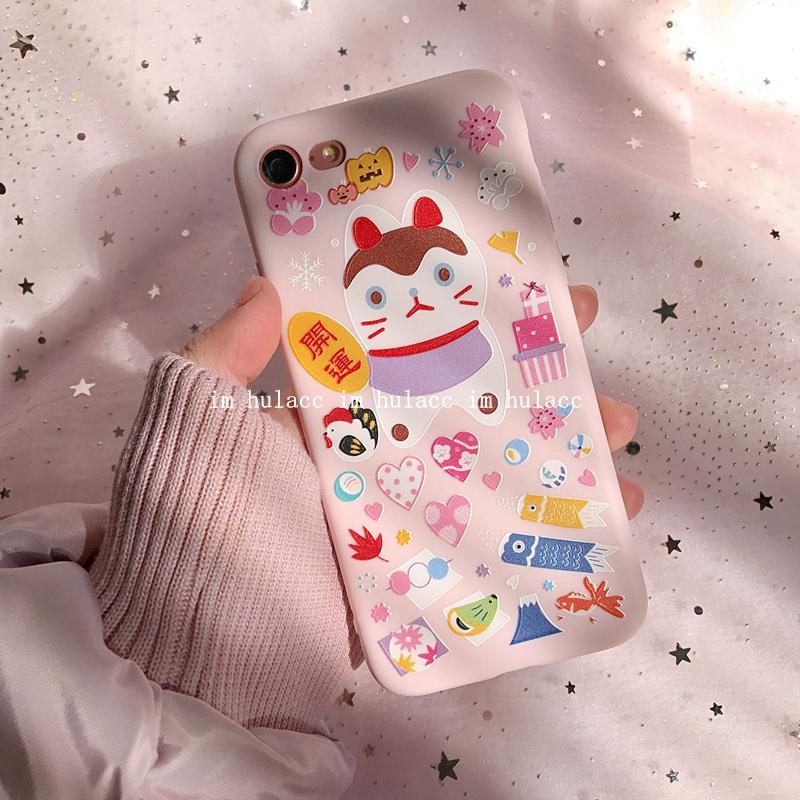 Tahun Baru Selubung Ponsel 6 Splus/Iphone7 Imut Kucing Keberuntungan Jumlah Keberuntungan Jumlah Apple Identitas