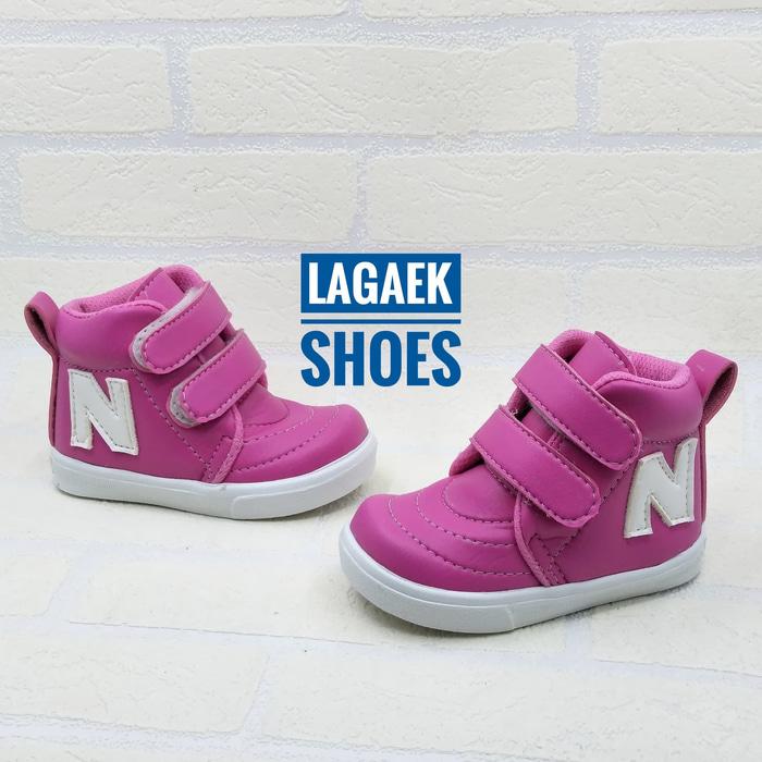 DISKON SEPATU ANAK SEMI BOOTS PEREKAT VELCRO WARNA FANTA NYAMAN BAGUS SKU-VKF TERMURAH