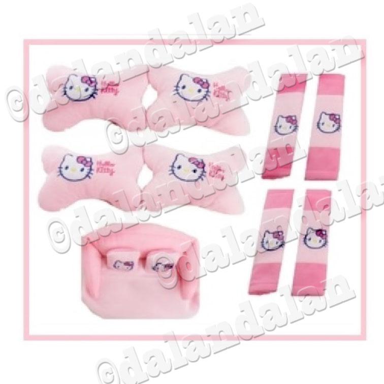 9 pcs Aksesoris Mobil Bantal Mobil HELLO KITTY Sarung Jok Seat Belt Tempat Tissue Kepala Leher Sabuk Pengaman Asesoris Mobil Avanza Xpander Calya Innova Gran Max Pick Up Brio Satya Sigra Xenia Rush Carry Ertiga HR-V Ayla Terios Agya Ignis Mobilio APV