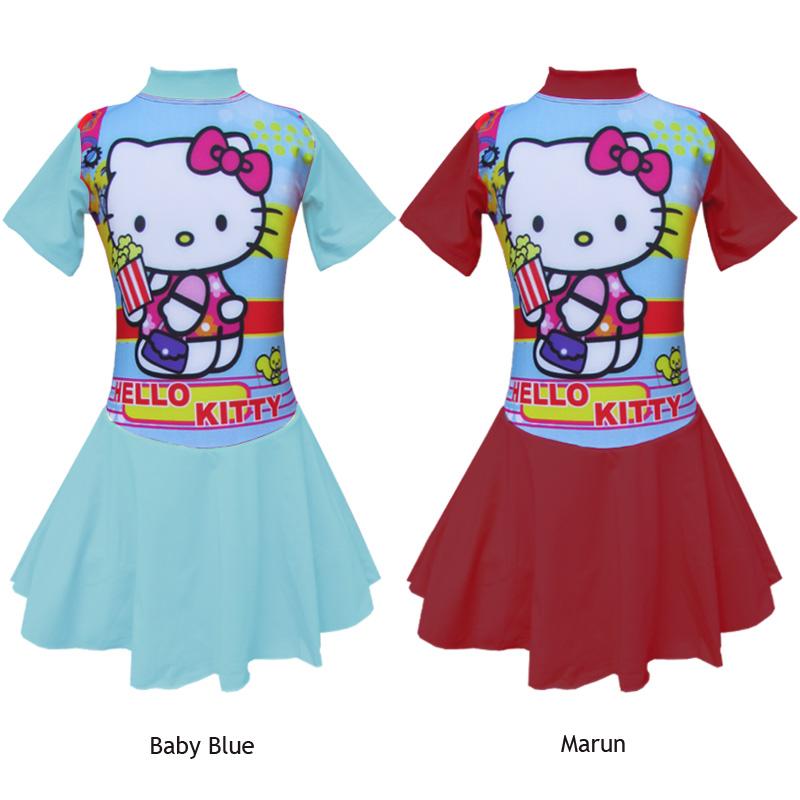 Baju Renang Diving Rok Anak Karakter Hello Kitty Popcorn Size SD