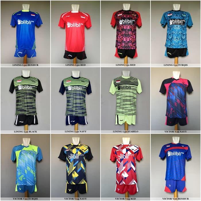 HARGA SPESIAL!!! Baju Olahraga Kaos Badminton Setelan Bulutangkis Lining Victor Yonex - 82YSE4