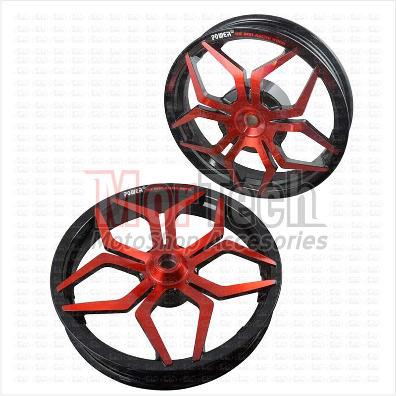 Power Velg Pelek Racing Motor Vario 125 cc Palang 5 Star Ring 14 Lebar 215-250 Hitam Merah