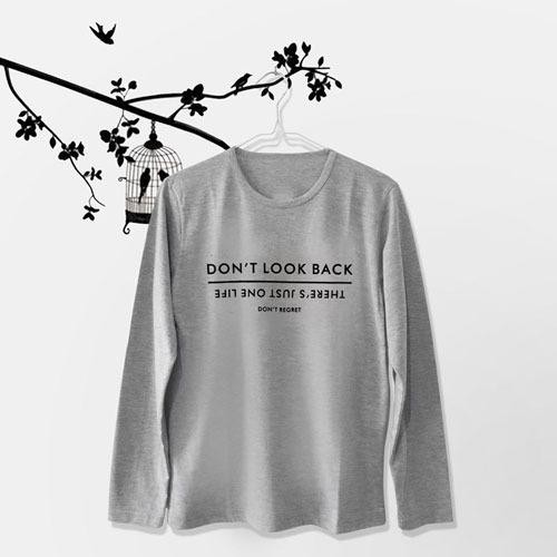 ELLIPSES.INC Tumblr Tee / T-Shirt / Kaos Wanita Lengan Panjang Dont Look Back - Abu