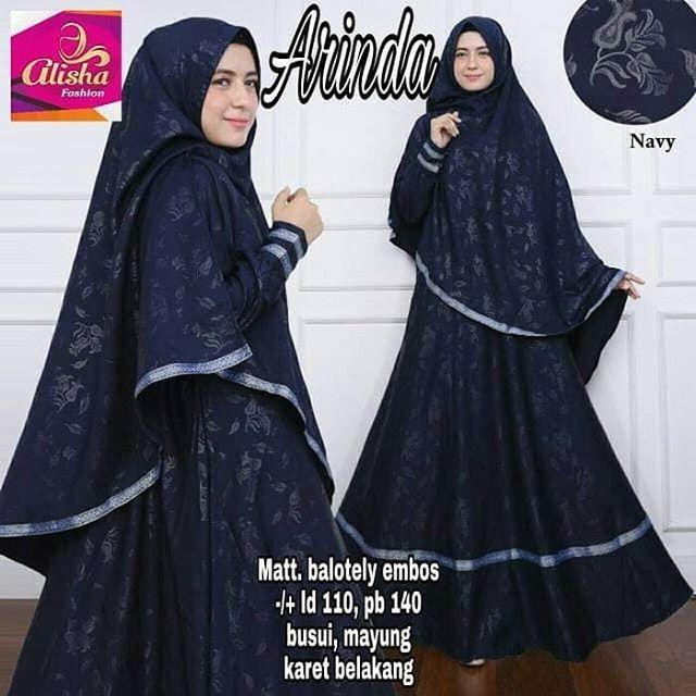 Outday Store - Arinda Syari dengan Kerudung Khimar Wolfice Resletting Depan - Busana Muslim Gaya Maksimal Lebaran 2018