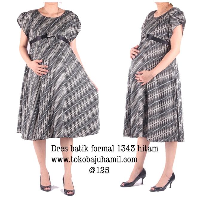 Dress Hamil Batik 1343 Hitam / Mama Hamil / Dress Hamil / Kemeja Hamil / Ibu Hamil Menyusui / Baju Hamil Kantor/ Baju Hamil Gaya / Baju Hamil Modern