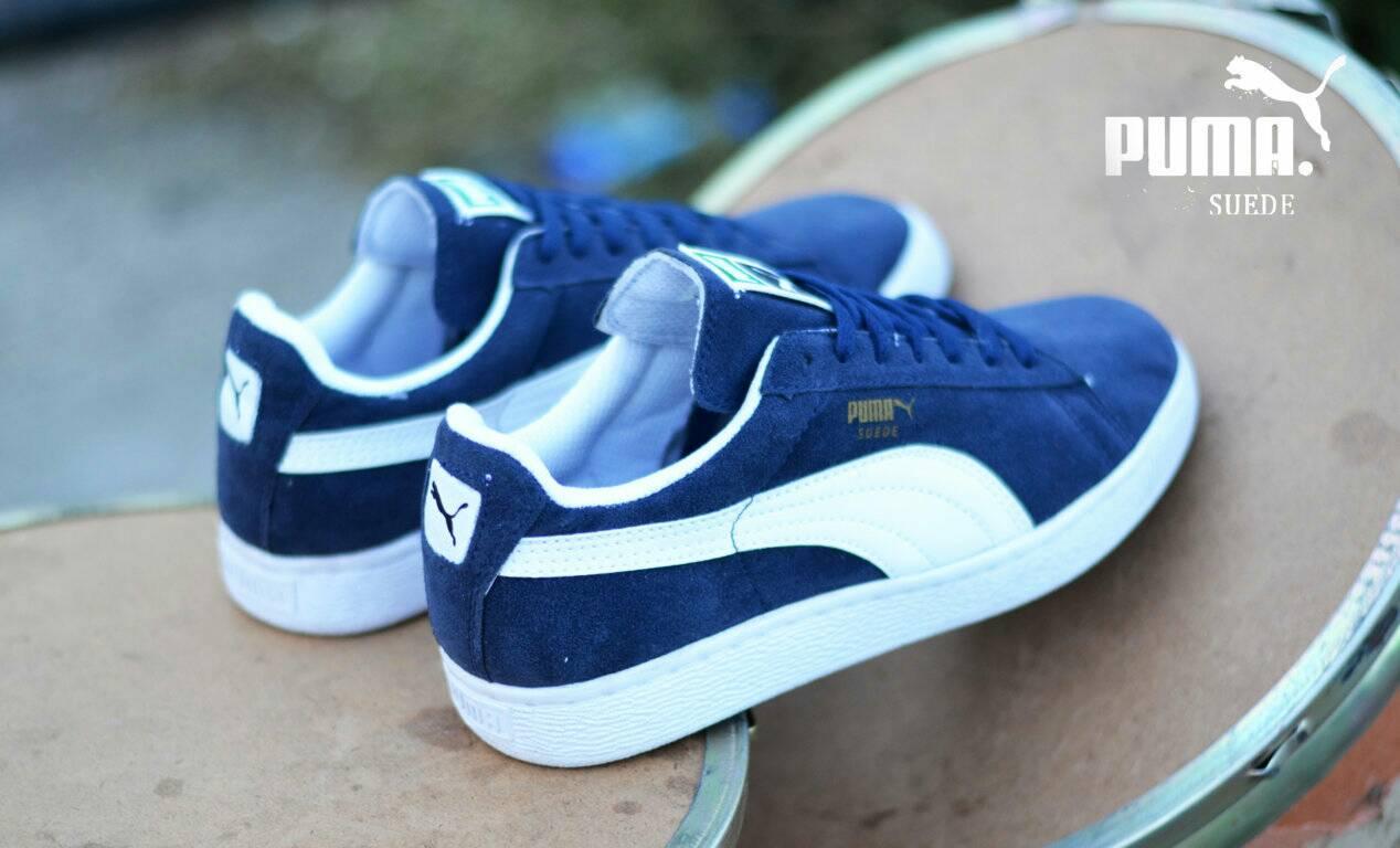 Sepatu Pria Puma Suede Biru List Putih Terlaris Di LAZADA
