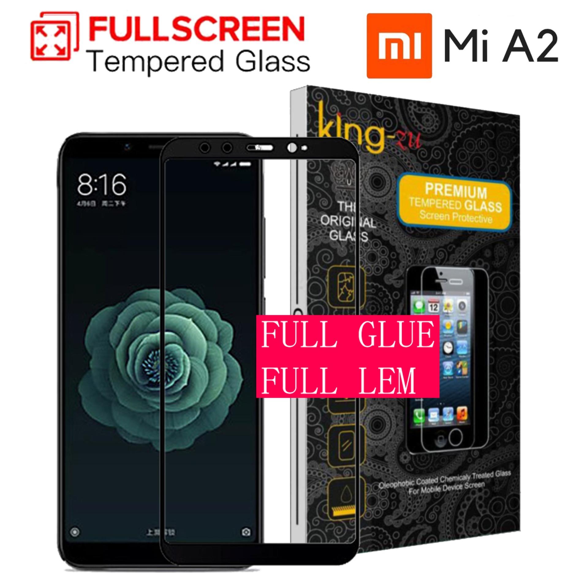 Glass Tempered King Zu FULL GLUE / FULL LEM Xiaomi Mi A2 (Mi 6X) HITAM Anti Gores Super Terbaru