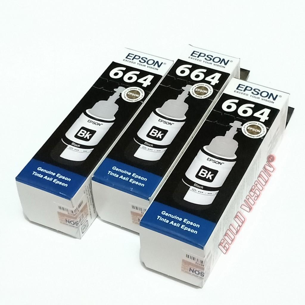 1 Set Isi 3 PCS Tinta Printer Epson 664 T664 T6641 T6642 T6643 T6644 L Series - GOLD VISION
