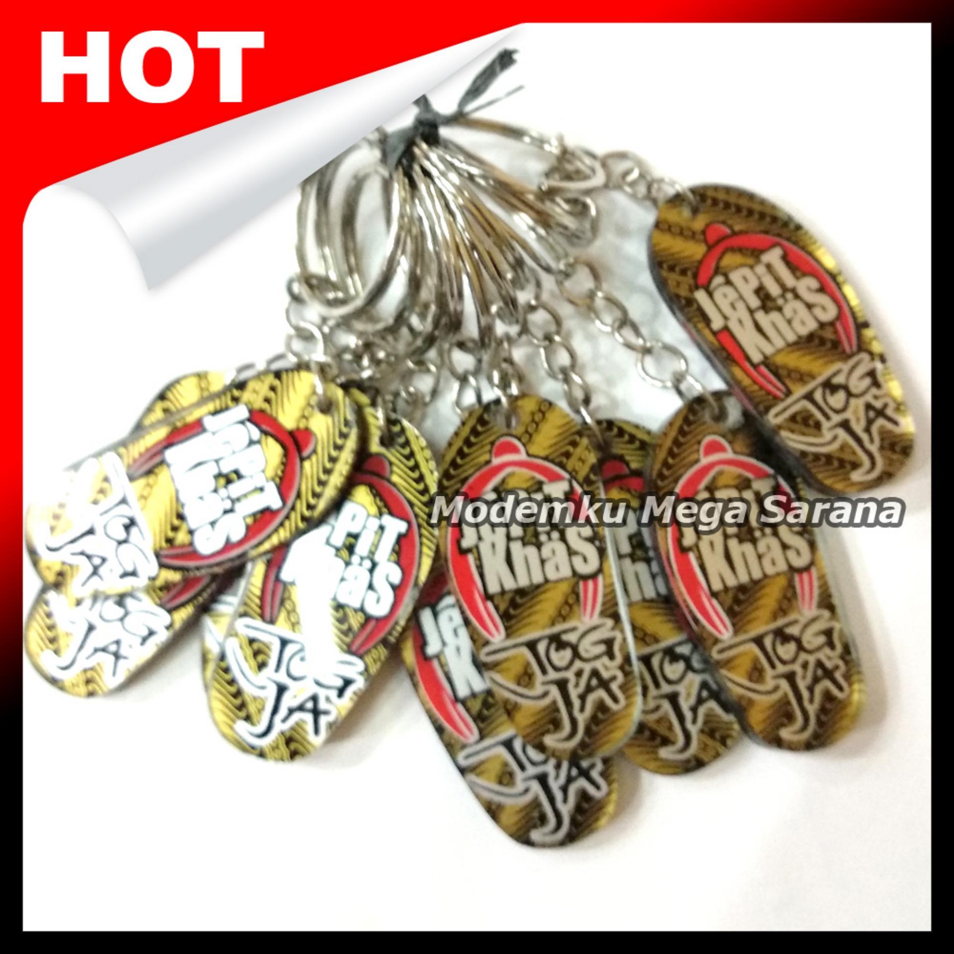 Souvenir Gantungan Kunci Jogja MRT05- sandal Jepit Batik Jogja - Oleh Oleh Khas Jogja - 20pcs