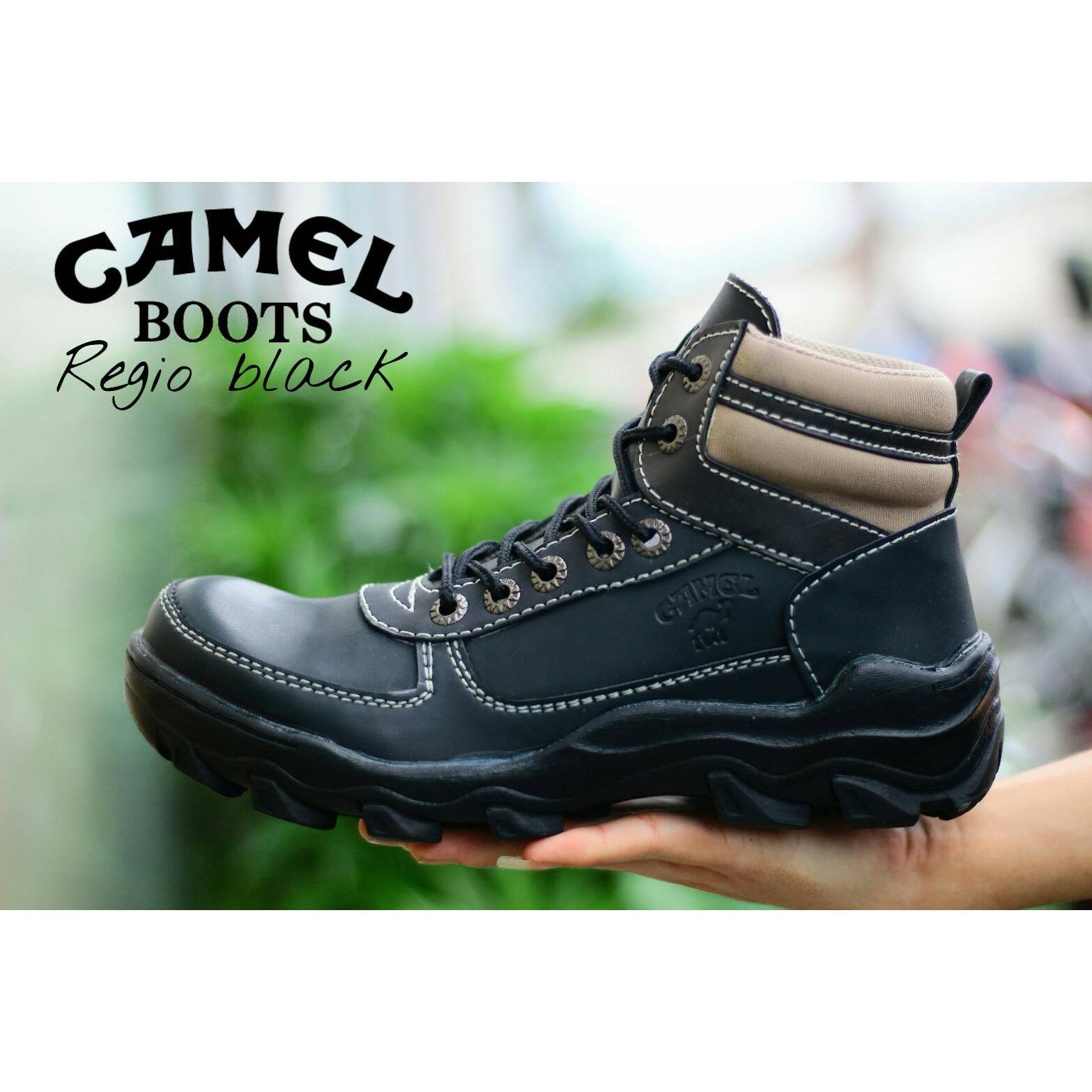 CAMEL - Sepatu Boots Pria Keren Sepatu CAMEL Safety KULIT &  CANVAS Sepatu gunung haiking (CAMEL LOKAL)