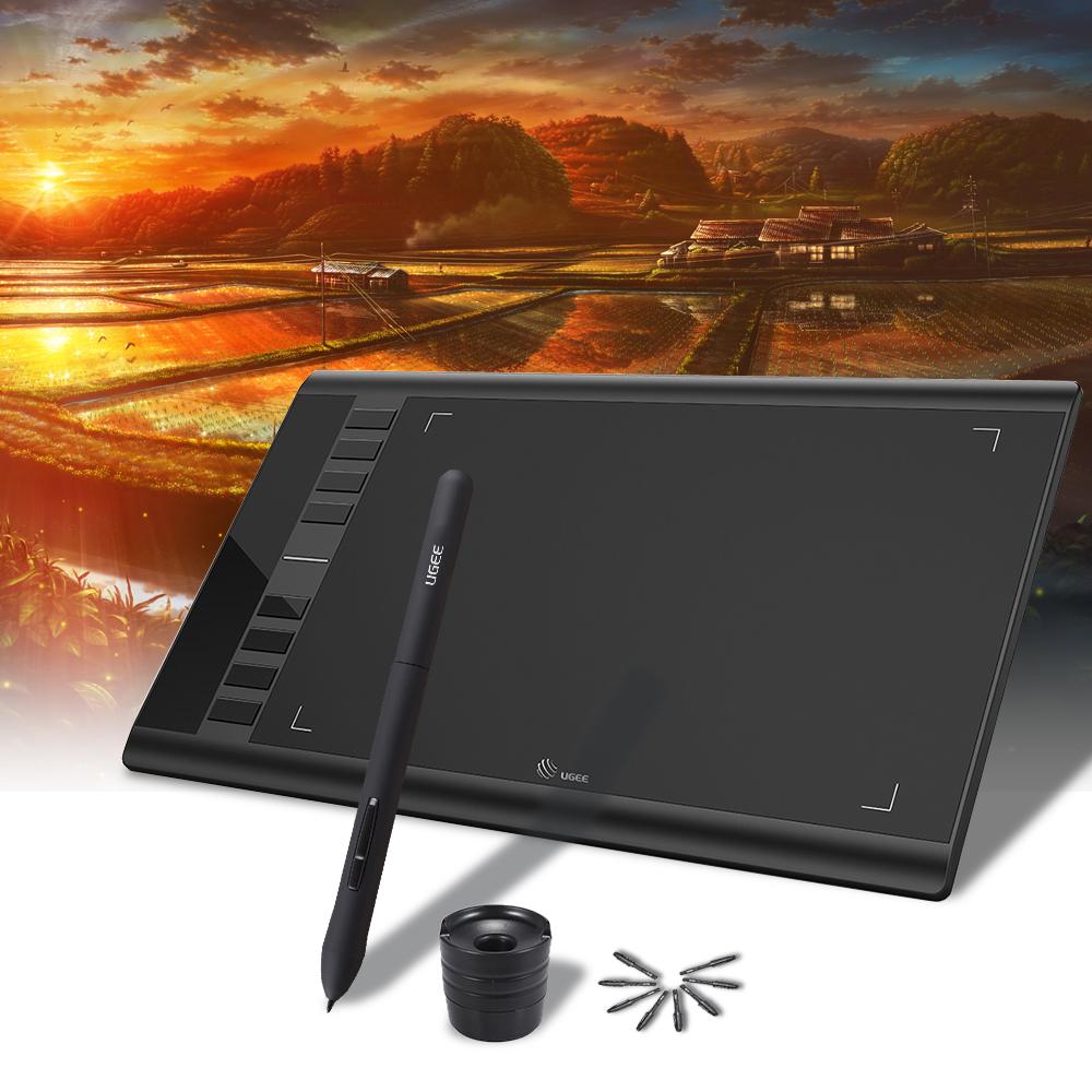 Ugee M708 Upgraded Graphics Drawing Tablet Board with Battery-free Passive Pen 8192 Pressure Sensitivity 266RPS 10 * 6inch for Windows Mac OS