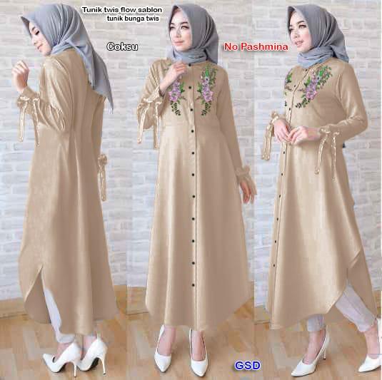 NCR-Baju Muslim Wanita-Maxi Pita Sablon