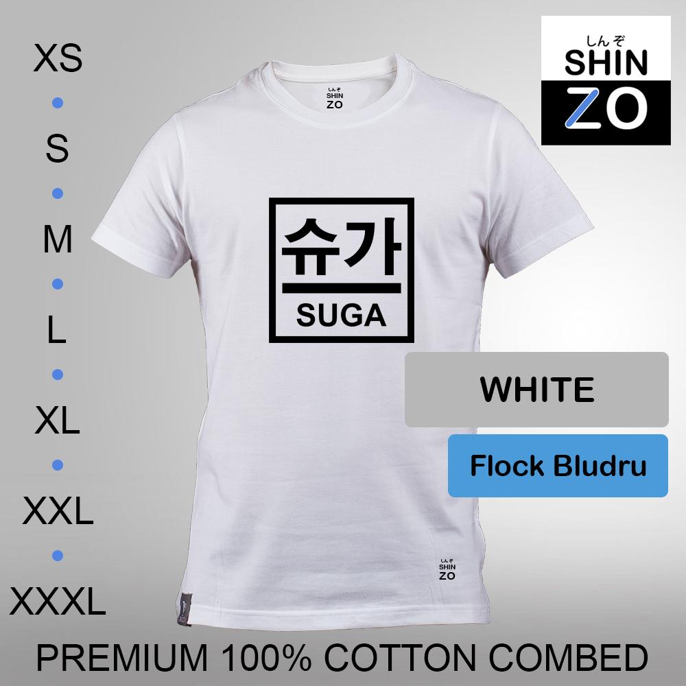 Shinzo Design - Kaos Oblong Distro T Shirt Tee Casual Fashion Atasan Cloth Anime Custom - Premium Cotton Combed 30s Ring Spun Export Quality - Pria - BTS Bangtan Sonyeondan SUGA BABY YOONGI Suga Daddy - White Putih