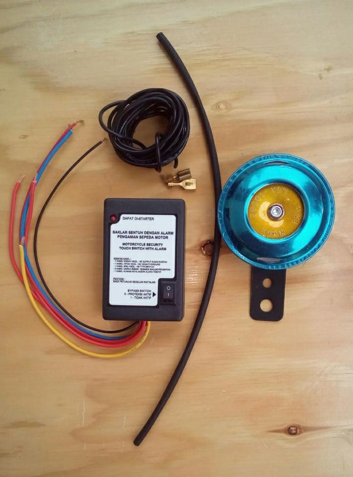 Saklar sensor sentuh plus alarm pengaman motor otomatis | ( gembok alarm motor anti maling koper sepeda pagar cakram kinbar kode tas mobil clock rumah sensor gerak pintu digital remote lock bht ) |